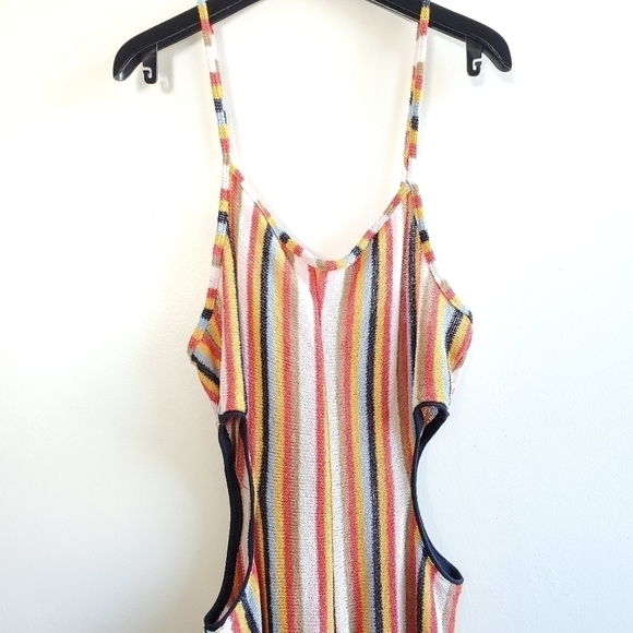 Zara Crochet Terrycloth Vertical Striped Cutout Blogger Fave Jumpsuit New Large - Picture 11 of 16